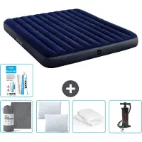 Intex Luchtbed - 2-Persoons - 183 x 203 x 25 cm - Blauw - Inclusief Hoeslaken - Kussen - Pomp - Reparatieset en Kussenbeschermer