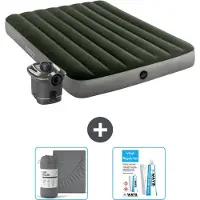 Intex Luchtbed - Twijfelaar - 137 x 191 x 25 cm - Groen - Inclusief pomp - Hoeslaken en Reparatieset