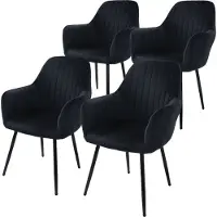 ML-Design Set van 4 eetkamerstoelen Layla velvet | fluweel zwart 58x84x60 cm eetkamerstoelen | NADUVI