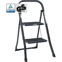 Baumarktplus TRUTZHOLM Opvouwbare Trapladder 2 Treden Antraciet - TÜV/GS 150kg Huishoudtrap - Heavy Duty Trapje Antisliptreden Keukentrap