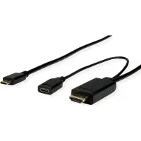 Roline USB-C naar HDMI 4K 60Hz en USB-C PD 60W (v) kabel / zwart - 1 meter