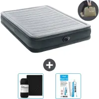 Intex Luchtbed - 2-Persoons - 152 x 203 x 33 cm - Grijs - Inclusief pomp - Hoeslaken en Reparatieset