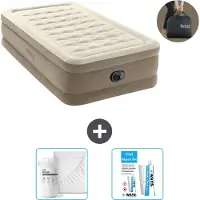 Intex Luchtbed - 1-Persoons - 99 x 191 x 46 cm - Beige - Inclusief pomp - Hoeslaken en Reparatieset