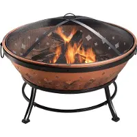 Teamson Home Vuurkorf Buiten - Vuurschaal - Omvat Deksel & Pook - 89cm - Metaal - Zwart/Bronzen