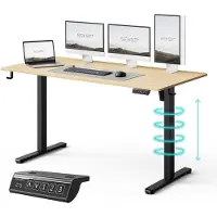 Sense7 NOJO LIGHT - Zit Sta Bureau - 140 cm x 70 cm - Elektrisch bureau - Verstelbare bureau - Elektrische Hoogteverstelling - Hoogte 72-118 cm - Intelligent Bedieningspaneel - Lichtbruin-zwart