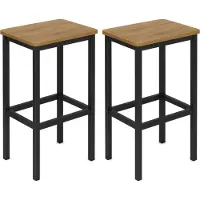 INNE Set van 2 Barkrukken - Elzenkleur - Rechthoekige Zitting - Met Voetsteun - 40x30x65 cm - Industrieel Design - Houtlook Zitting