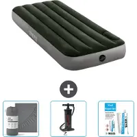Intex Luchtbed - 1-Persoons - 76 x 191 x 25 cm - Groen - Hoeslaken - Pomp en Reparatieset