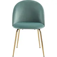 Vente-unique Set van 2 MELBOURNE stoelen - Fluweel en goudmetaal - Saliegroen