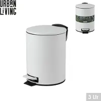 Urban Living Pedaalemmer Toulon - ivoor wit - 3 liter - metaal - L17 x H23 cm - soft-close - toilet/badkamer