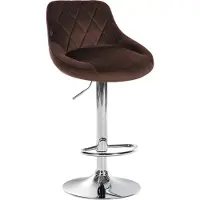 CLP barkruk Lazio, fluweel, in hoogte verstelbaar en 360 graden draaibaar | Kleur: bruin, frame: chroom