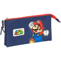Big Buy Cooking Pennenetui met 3 vakken Super Mario World Marineblauw 22 x 12 x 3 cm