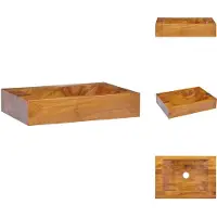 vidaXL Wastafel van massief teakhout, 50x35x10 cm - Wastafel voor de badkamer