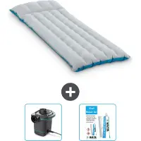 Intex slaapmat – voor 1 persoon – 67 x 184 x 17 cm – blauw – inclusief pomp en reparatieset
