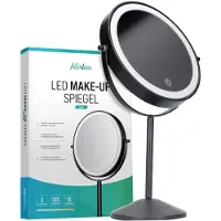 Mirlux Make-Up Spiegel met LED-Verlichting – 10x Vergroting – 3 Lichtstanden – Dimbare Spiegel met 27 LED-Lampjes – 1500mAh Oplaadbare Batterij – Compacte Mat Zwarte Make-Up Spiegel – Dubbelzijdige