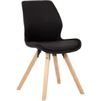 CLP Essstoel Luna, modern design, frame in natuurlijke kleur, beklede zitting in zwart, materiaal: stof