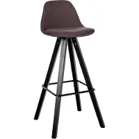 CLP Corbin Barkruk - Met rugleuning - Hout Vierkant frame - Stof - zwart/bruin