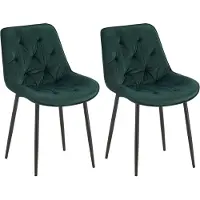 CLP Wallace Set van 2 eetkamerstoelen - Zonder armleuning - Metalen frame - Vloerbeschermers - Velvet - Fluweel/groen