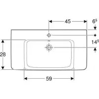 Geberit Renova Plan wastafel met kraangat, overloop en aflegvlak links en rechts 90 x 48 cm, wit