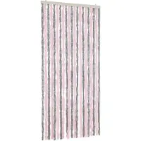 vidaXL Vliegengordijn 90x220 cm chenille zilvergrijs en roze
