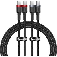 Baseus - Cafule - USB-C/USB-C kabel 100W - 1 - m - rood-zwart - en - zwart-grijs - (2 - st.)