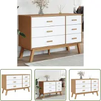 The Living Store De Living Store ladekast OLDEN, wit en bruin, massief grenenhout