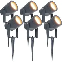 LEDVION - 6X LED Prikspots, Antraciet, IP44, 1W, 3000K, 1M Kabel, Tuinspots Buiten