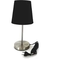 Trango Bedlampje 2017-07BL *BLACKY* Tafellamp met stoffen kap in zwart incl. 1x 5 Watt E14 LED lamp 3000K warm wit, lamp, vensterbanklamp , bedlampje voor slaapkamer
