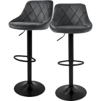 ML-Design Set van 2 barkrukken Holly velvet | fluweel grijs 37x106x47 cm barkrukken | NADUVI