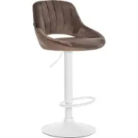 CLP Milet Barkruk - Met rugleuning - Verstelbaar - Velvet - Fluweel - wit/bruin