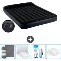 Intex Luchtbed - 2-Persoons - 152 x 203 x 25 cm - Blauw - Inclusief pomp - Hoeslaken - Kussen - Reparatieset en Kussenbeschermer