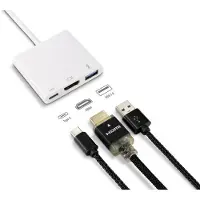 Renkforce RF-4366444 Adapter [1x USB-C stekker - 1x HDMI-bus, USB 3.2 Gen 1 bus A (USB 3.0), USB-C bus] Wit Vergulde steekcontacten 12.00 cm