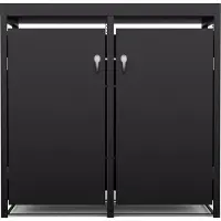 Blumfeldt Containerbox voor 60/120/240 L containers, Dubbele opening van boven & voren, Veilig slot met sleutel - elegant 3-voudig containerbox-design voor een schone omgeving