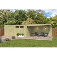 Fjordholz | Tuinhuis QBV3 XL 500x298 + Ext 403x298 | Hogedruk Geïmpregneerd Groen
