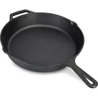 Navaris Gusseisenpan - 30 cm, gebakken gietijzeren pan, geschikt voor inductie, gietijzeren pan, grillpan van gietijzer, gietijzeren pan, steakpan