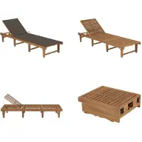 vidaXL Ligbed inklapbaar met kussen massief acaciahout - Ligbed - Ligbedden - Ligstoel - Ligstoelen