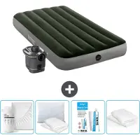 Intex Luchtbed - 1-Persoons - 99 x 191 x 25 cm - Groen - Inclusief pomp - Hoeslaken - Kussen - Reparatieset en Kussenbeschermer