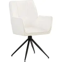 Homestyle4u Eetkamerstoel - 1 stuk - Chenille wol Wit - met armleuningen - draaibaar