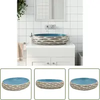 The Living Store Keramiek Wasbak - Opzetwasbak - Opzetwasbak ovaal 59x40x15 cm keramiek meerkleurig - Badkamermeubel - Ovale Wasbak - Meerkleurige Wasbak