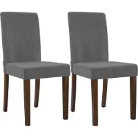 CLP Ina Set van 2 eetkamerstoelen - klassiek - met rugleuning - hout - corduroy - ribstof - antiek donker/grijs