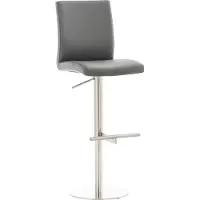CLP barkruk Cadiz met kunstlederen bekleding, draaibaar en in hoogte verstelbaar, belastbaar tot 240 kg | Kleur: grijs, frame: roestvrij staal