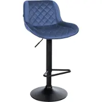 CLP Kasson Barkruk - met rugleuning - In hoogte verstelbaar - metalen frame - met voetsteun - zwart/blauw