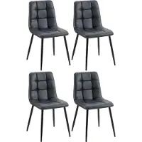 CLP Antibes Set van 4 Eetkamerstoelen - Zonder armleuning - Metaal frame - Kunstleer/zwart