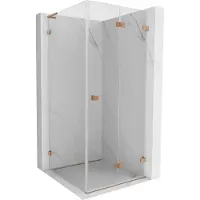 Mexen Lunar-F L vouwdeur douchecabine rechts 100 x 100 , transparant, geborsteld koper - 836L-100-100-65-00-P