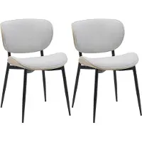 CLP Enid Set van 2 Eetkamerstoelen - bezoekersstoel - met rugleuning en bekleding - metalen frame - hout - Stof/natura/creme