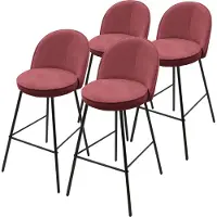 ML-Design Barkruk set van 4 rood 52x102x50 cm met rugleuning en voetensteun tot 120 kg