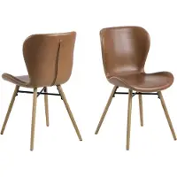 Giga Eetkamerstoel Zaria PolyurethanLeer Bruin - Living- Set van 2