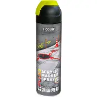 BIODUR Acryl Markeerspray - Geel - 500 ML - Fluorescerend - 360 graden Ventiel - Weer/UV-bestendig - Sneldrogend - Hoge zichtbaarheid