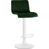 CLP Barkruk Hover - met rugleuning - verstelbaar - draaibar - metalen frame - fluweel - wit/groen