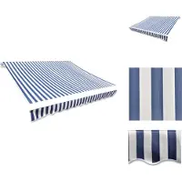 vidaXL Luifel - Luifels - Inklapbare Luifel - Inklapbare Luifels - Luifeldoek 4x3 m canvas blauw en wit