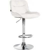 CLP Vonore Barkruk - Met rugleuning - Met voetensteun - Verstelbaar - Metalen frame - Velvet - Fluweel - chroom/creme